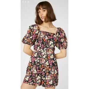 Princess Highway Floral Empire Waist Puff Sleeve Romper Size 12 NWT